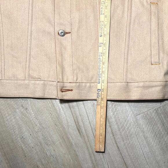 Davoucci Denim Jacket Raw Khaki Stitch Logo Jean Jacket 90s Streetwear XXL - Picture 6 of 8